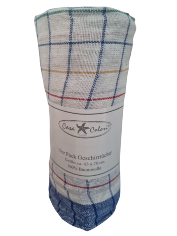 Theedoek geblokt blauw