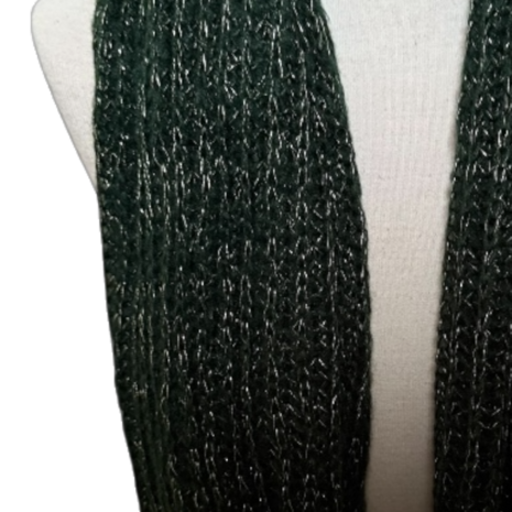 Dames colsjaal gebreid groen met glitterdraad – warme, zachte wintersjaal met subtiele sparkle