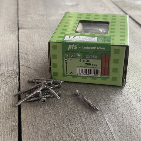 Hardhoutschroeven 4x30mm Tx15 | RVS C2 410 | 200 st.