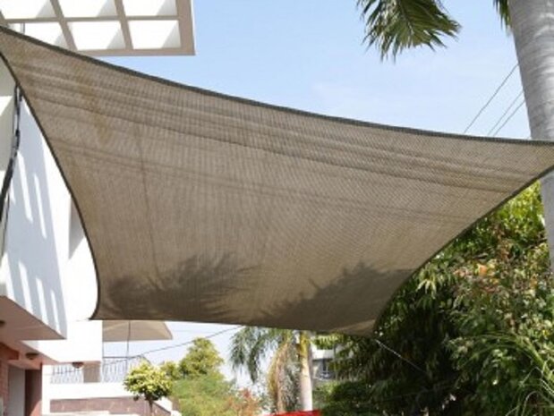 OUTLET Premium schaduwdoek 4x5m rechthoek waterdoorlatend Carbon Black