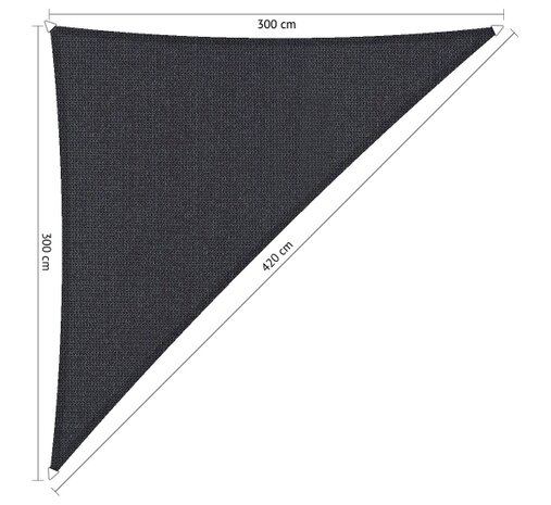 OUTLET Premium schaduwdoek 3x3x4.2m driehoek waterdoorlatend Carbon Black