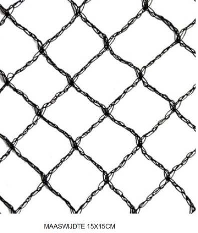 Knooploos bladernet 8x25m maas 15x15mm 