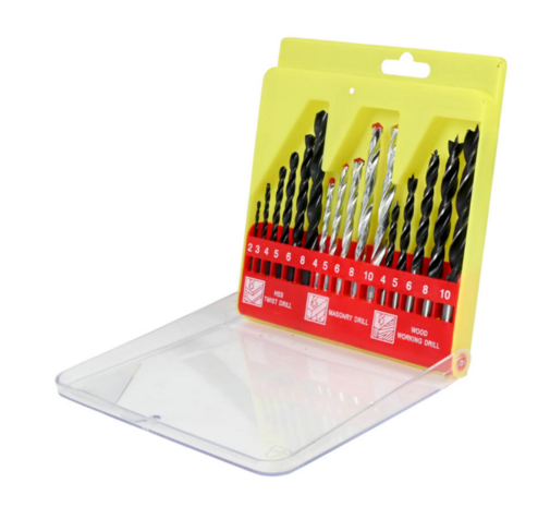 Borenset 16-delig combi | hout-, metaal- en steenboor Ø 2-10mm