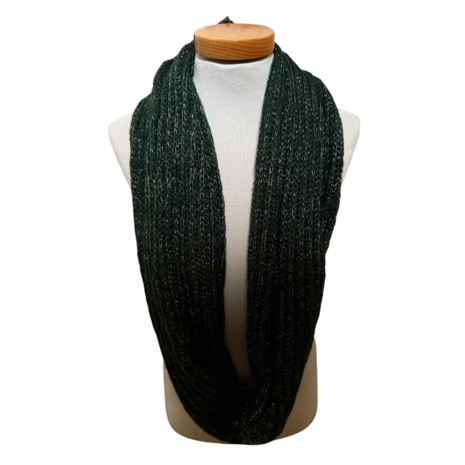 Dames colsjaal gebreid groen met glitterdraad – warme, zachte wintersjaal met subtiele sparkle