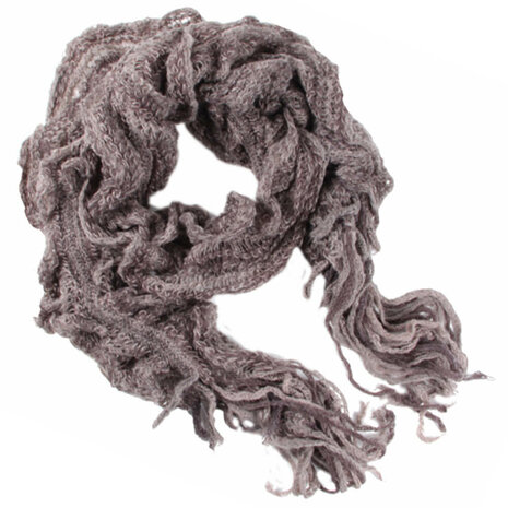 Bruine gebreide sjaal met subtiele ruches