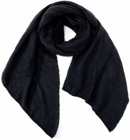 Oversized zwarte sjaal 180×50cm met schuine punten