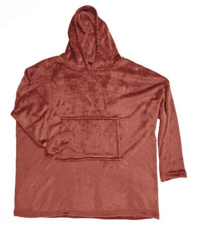 Snuggle Hoodie Dames Bordeaux – Oversized Fleece met Bladprint & Capuchon
