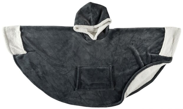 Snuggle poncho met capuchon en sherpa voering