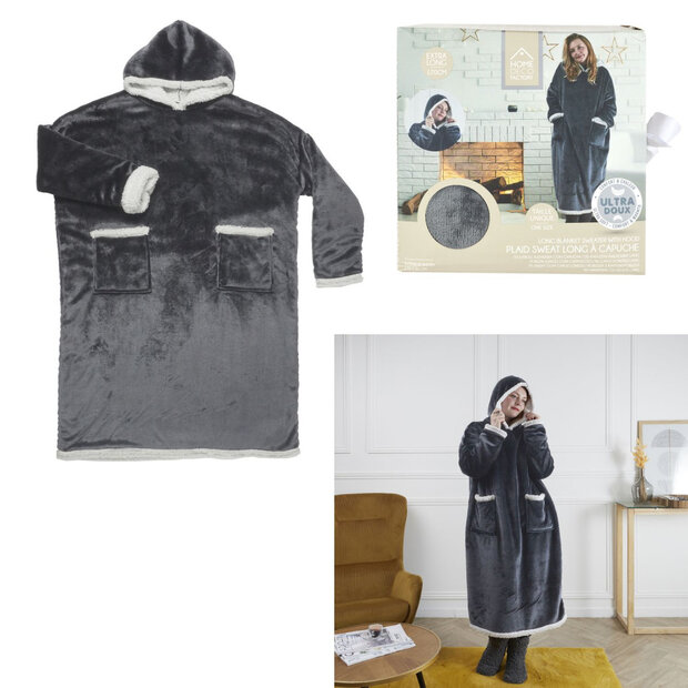 Snuggle hoody extra lang met sherpa voering