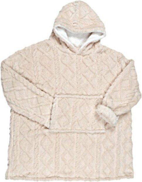 Snuggle hoodie met gebreid kabel patroon creme