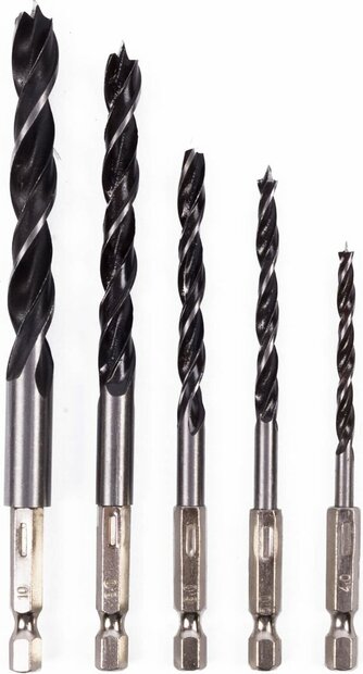 Houtborenset 5-delig bitset | houtboor &Oslash; 4-10mm