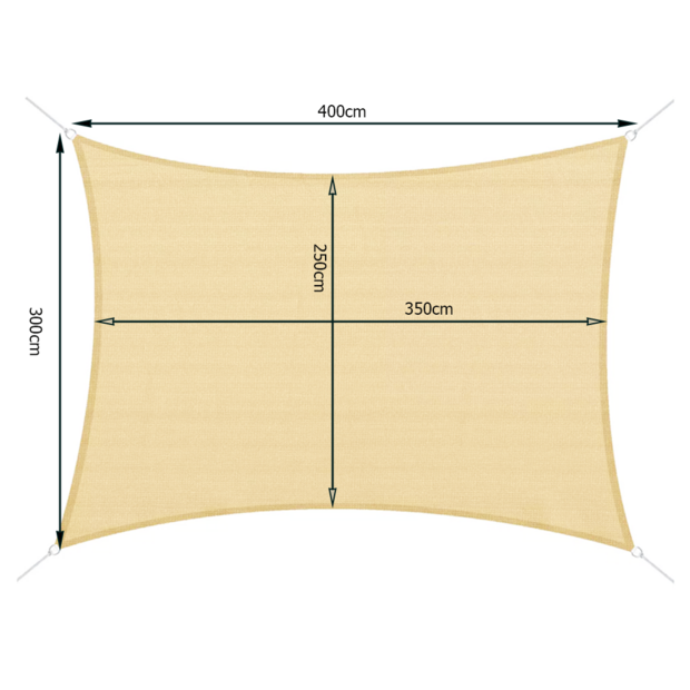 Schaduwdoek waterafstotend 3x4m rechthoek beige