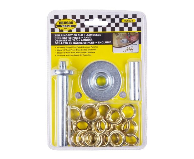 Blisterset zeilogen 30 stuks met aambeeld, messing