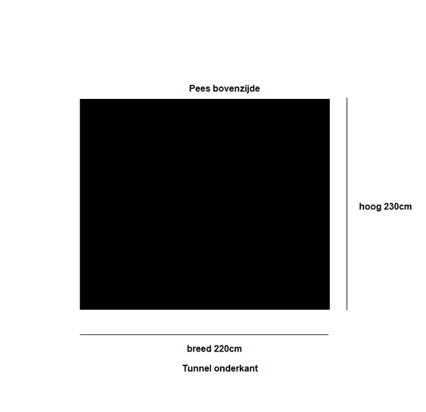 Mesh doek breed 220cm x hoog 230cm  met pees