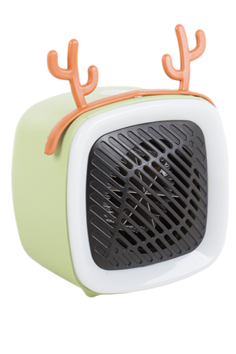 Mini heater met led verlichting en decoratie oortjes lichtgroen