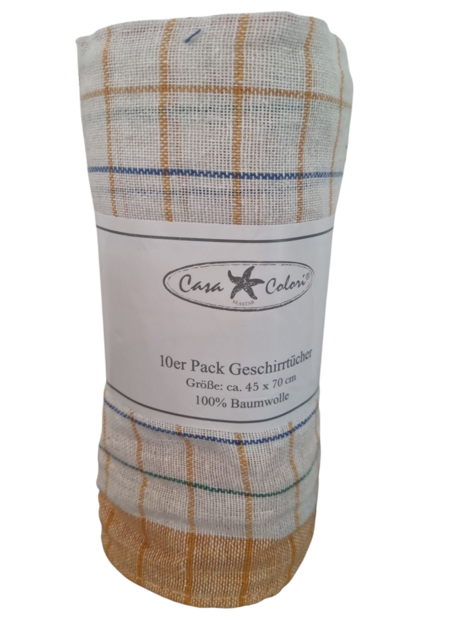 Theedoek geblokt geel