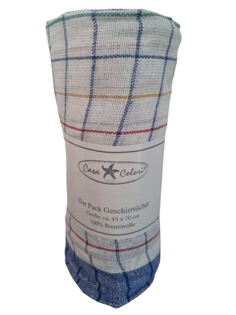 Theedoek geblokt blauw