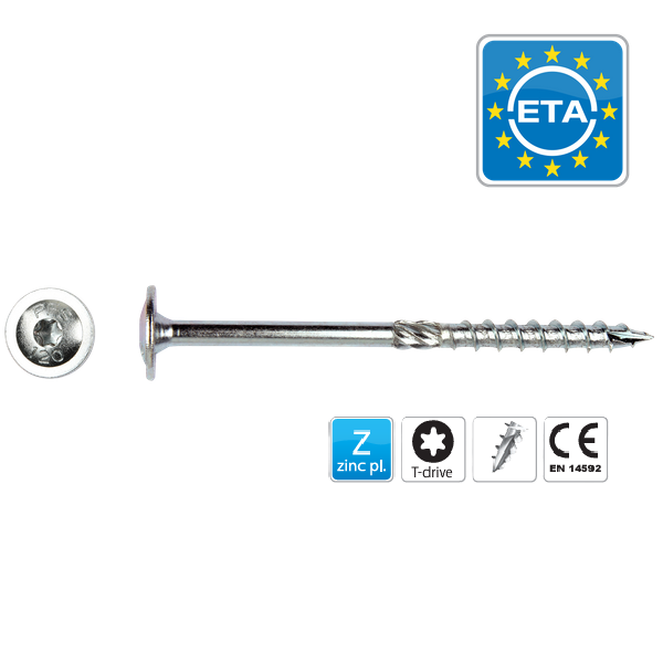 Tellerkopschroeven 8x80mm Tx40 | Verzinkt Cr3+ | 50 st.