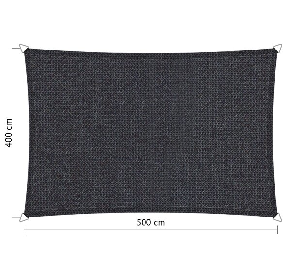 OUTLET Premium schaduwdoek 4x5m rechthoek waterdoorlatend Carbon Black