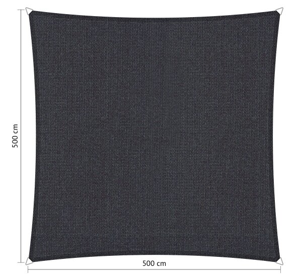 OUTLET  schaduwdoek 5x5m vierkant waterdoorlatend Carbon Black