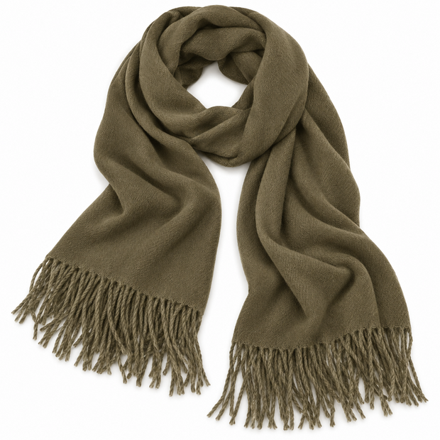 Dames sjaal met franjes &ndash; 180 &times; 55 cm &ndash; groen