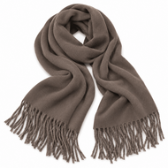 Dames sjaal met franjes &ndash; 180 &times; 55 cm &ndash; taupe