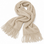 Dames sjaal met franjes &ndash; 180 &times; 55 cm &ndash; ecru/beige